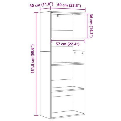 Boekenkast 60 X 30 X Bewerkt Hout 60 cm 151,5 cm Zwart eiken