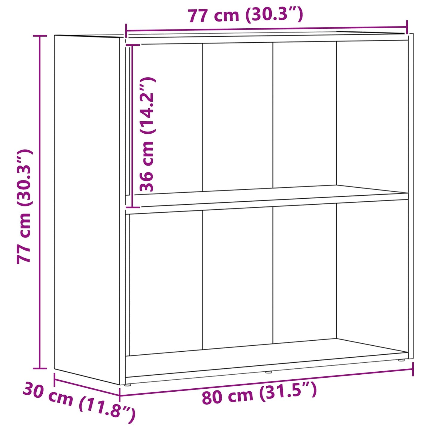 Boekenkast Zwart Eiken 60 x 30 x 76.5 cm Bewerkt hout