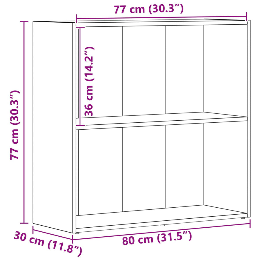 Boekenkast Zwart Eiken 60 x 30 x 76.5 cm Bewerkt hout