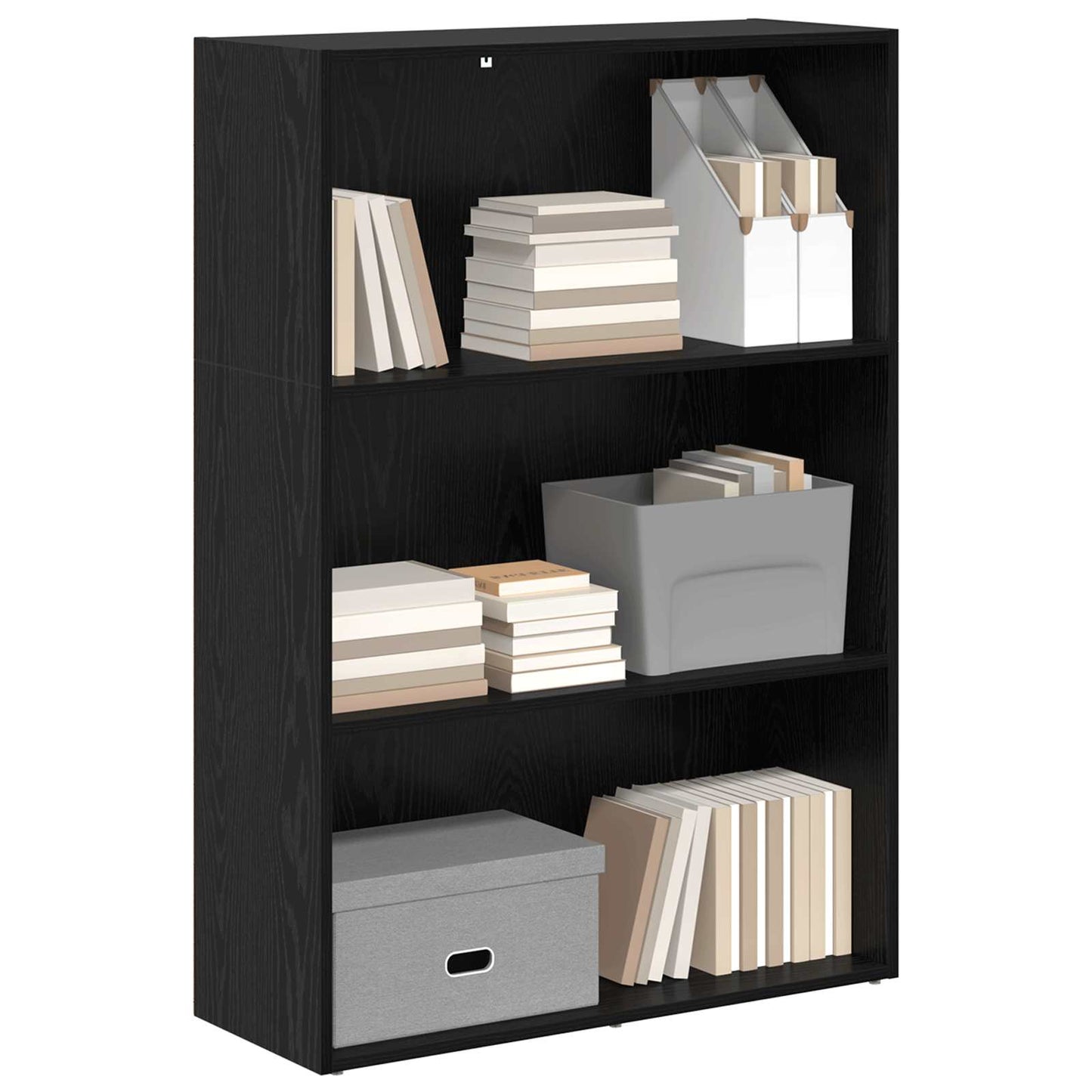 Boekenkast Zwart Eiken 60 x 30 x 76.5 cm Bewerkt hout