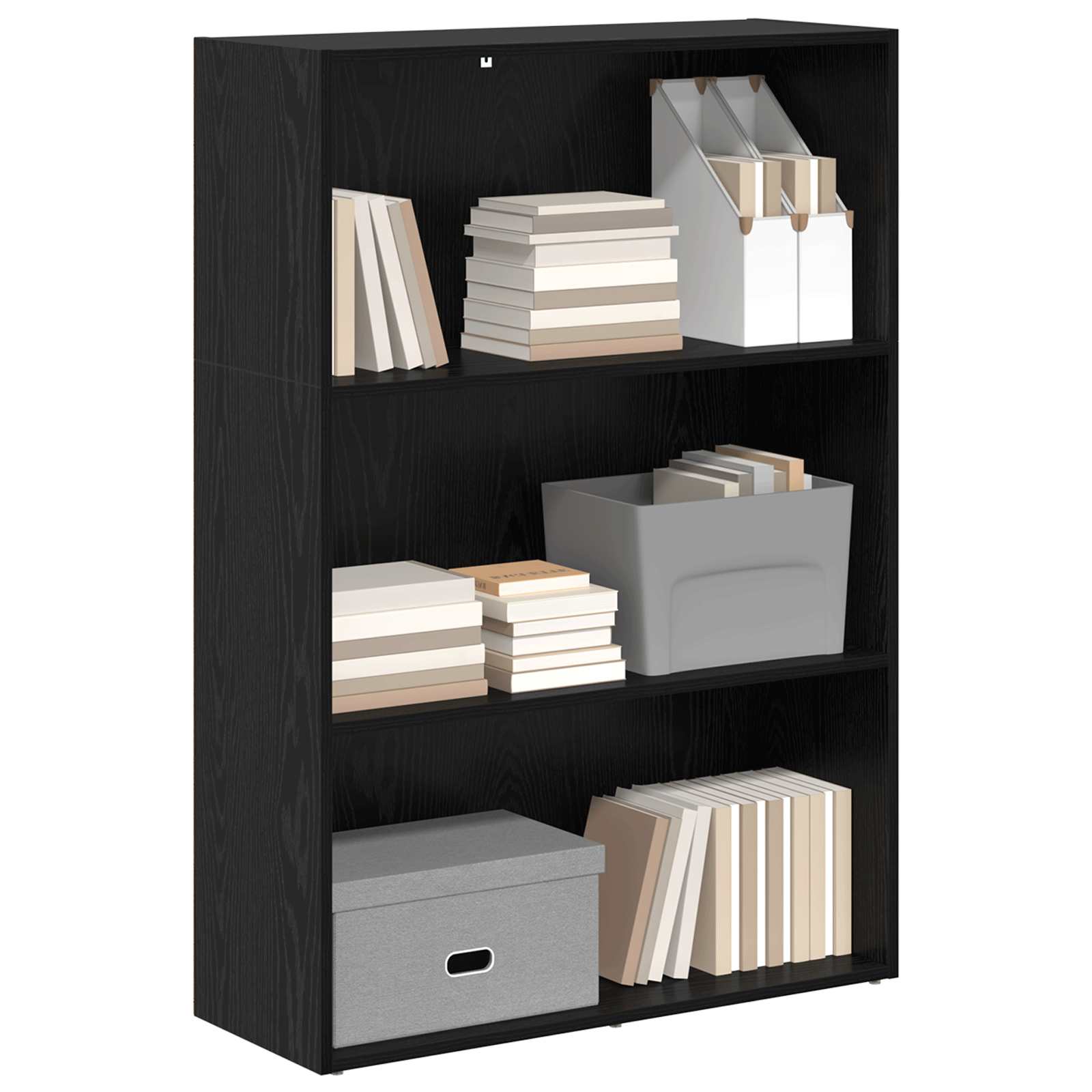 Boekenkast Zwart Eiken 60 x 30 x 76.5 cm Bewerkt hout