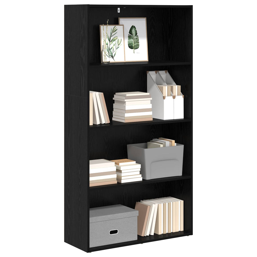 Boekenkast Zwart Eiken 80 x 30 x 151,5 cm Bewerkt hout