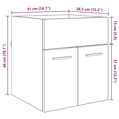 Wastafelkast Zwart Eiken 41 x 38,5 x 46 cm Bewerkt hout