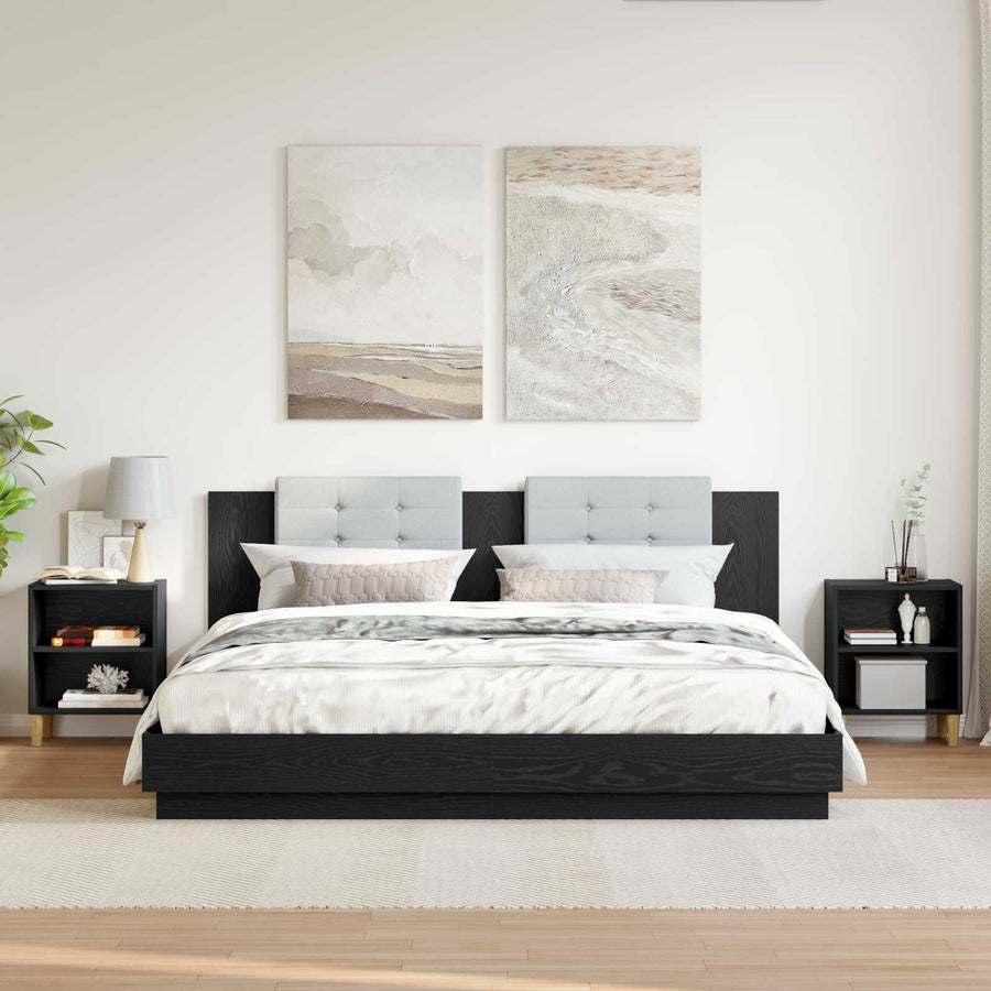 Bed Kast 2 Pcs 40 X 30 X 50 Cm Bewerkt Hout Zwart eiken
