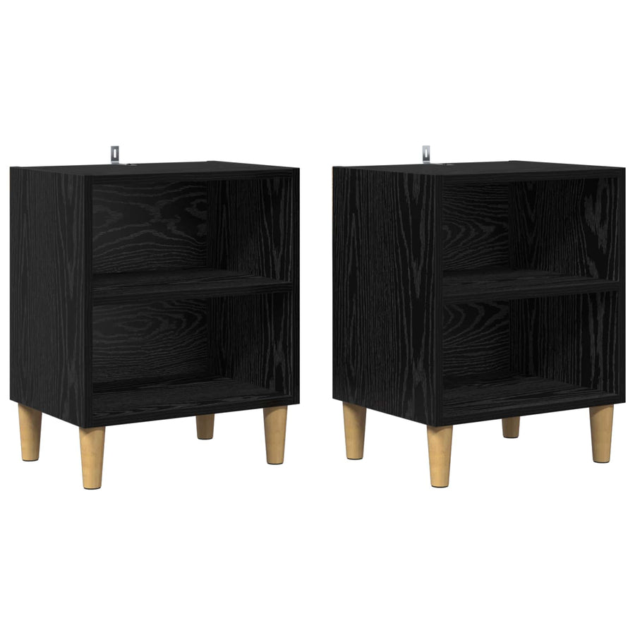 Bed Kast 2 Pcs 40 X 30 X 50 Cm Bewerkt Hout Zwart eiken