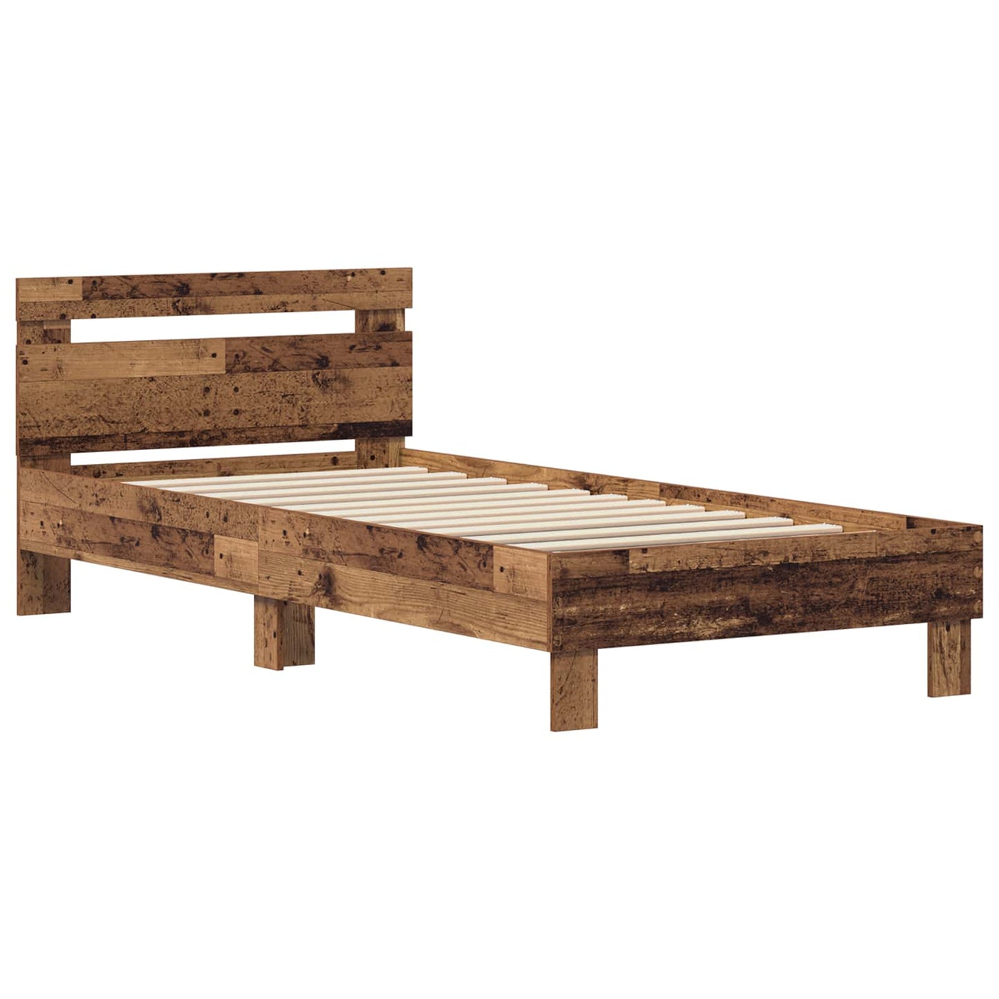 Bedframe Met Hoofdeinde Oudhout 98.5 X 200 Cm Bewerkt Hout 100 x 200 cm Oud hout