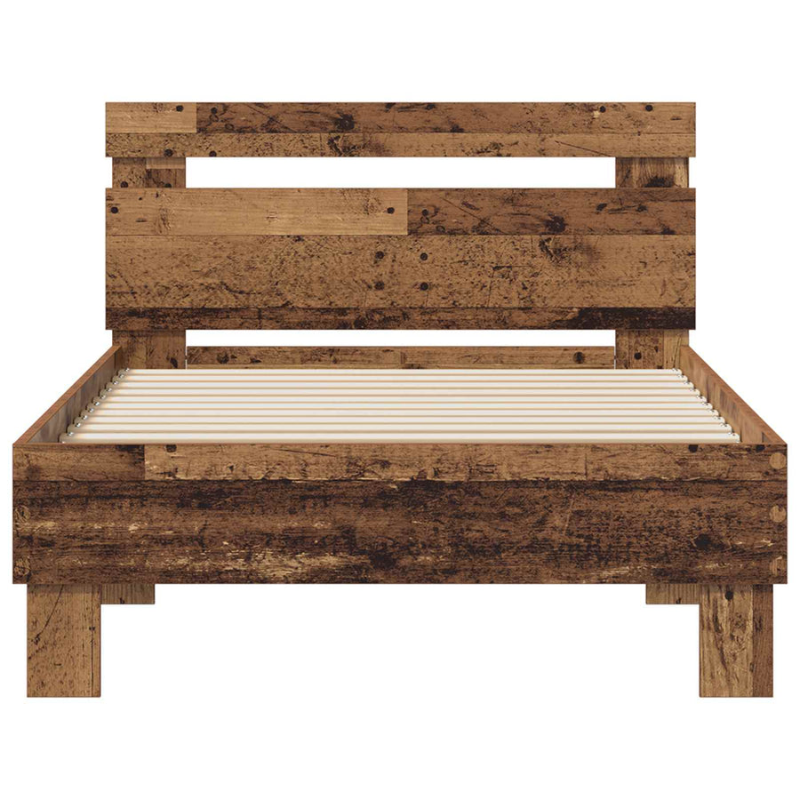 Bedframe Met Hoofdeinde Oudhout 98.5 X 200 Cm Bewerkt Hout 100 x 200 cm Oud hout
