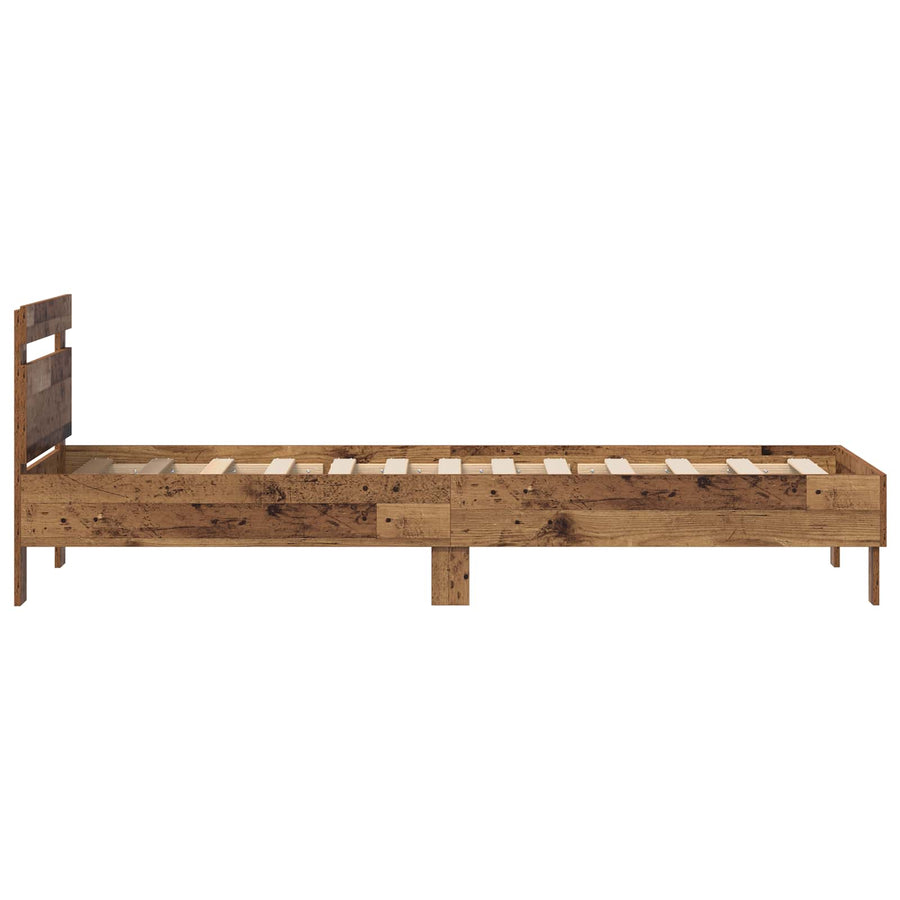 Bedframe Met Hoofdeinde Oudhout 98.5 X 200 Cm Bewerkt Hout 100 x 200 cm Oud hout