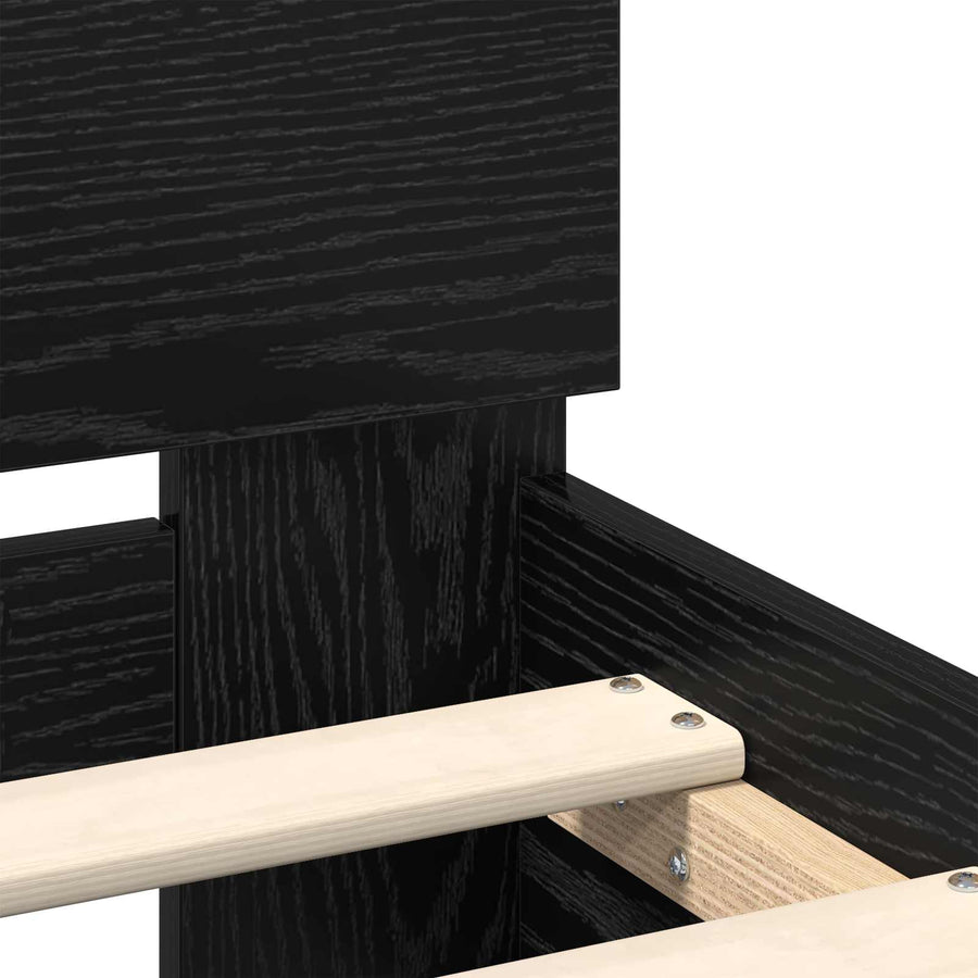 Bedframe met hoofdeinde Zwart Eiken 98.5 x 200 cm Bewerkt hout