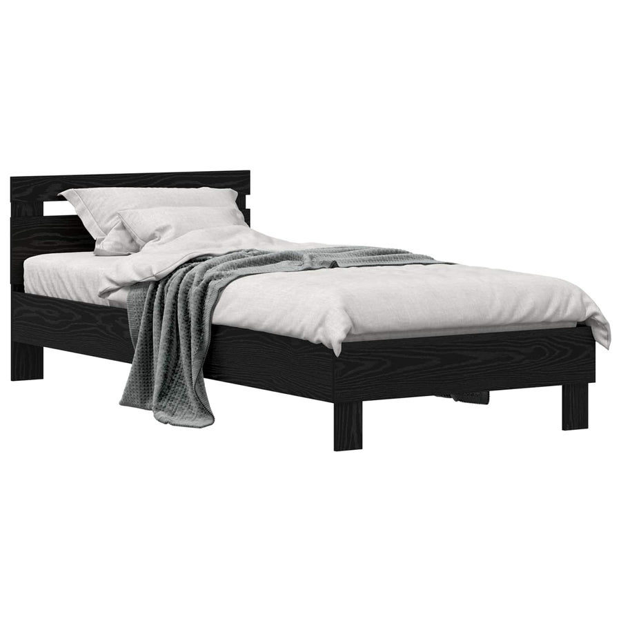 Bedframe met hoofdeinde Zwart Eiken 98.5 x 200 cm Bewerkt hout