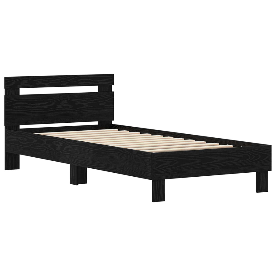 Bedframe met hoofdeinde Zwart Eiken 98.5 x 200 cm Bewerkt hout