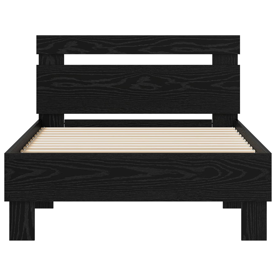 Bedframe met hoofdeinde Zwart Eiken 98.5 x 200 cm Bewerkt hout