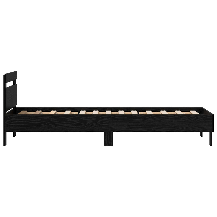 Bedframe met hoofdeinde Zwart Eiken 98.5 x 200 cm Bewerkt hout