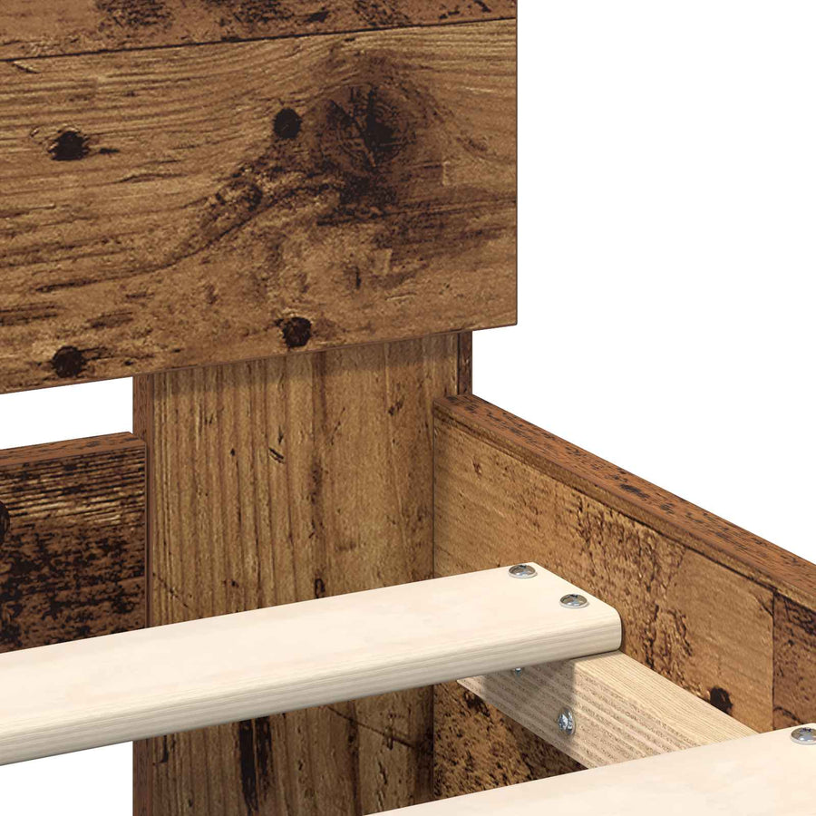 Bedframe met hoofdeinde Oudhout 75 x 190 cm Bewerkt hout