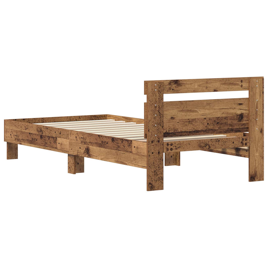 Bedframe met hoofdeinde Oudhout 75 x 190 cm Bewerkt hout