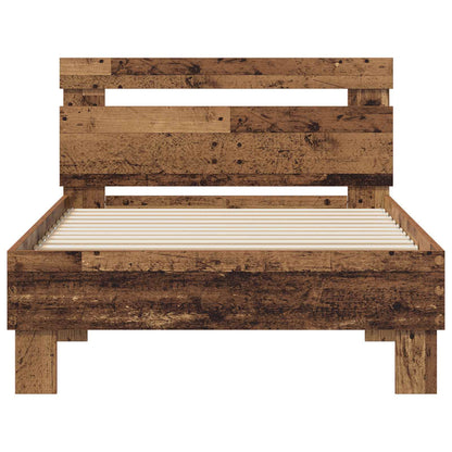 Bedframe met hoofdeinde Oudhout 75 x 190 cm Bewerkt hout