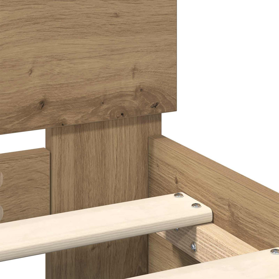 Bedframe met hoofdeinde Artisan Eiken 75 x 190 cm Bewerkt hout