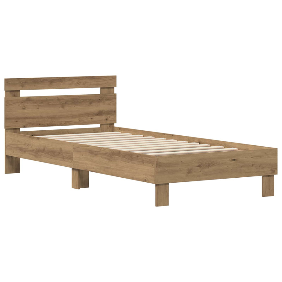 Bedframe met hoofdeinde Artisan Eiken 75 x 190 cm Bewerkt hout