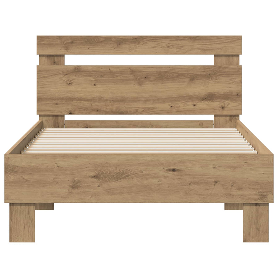 Bedframe met hoofdeinde Artisan Eiken 75 x 190 cm Bewerkt hout