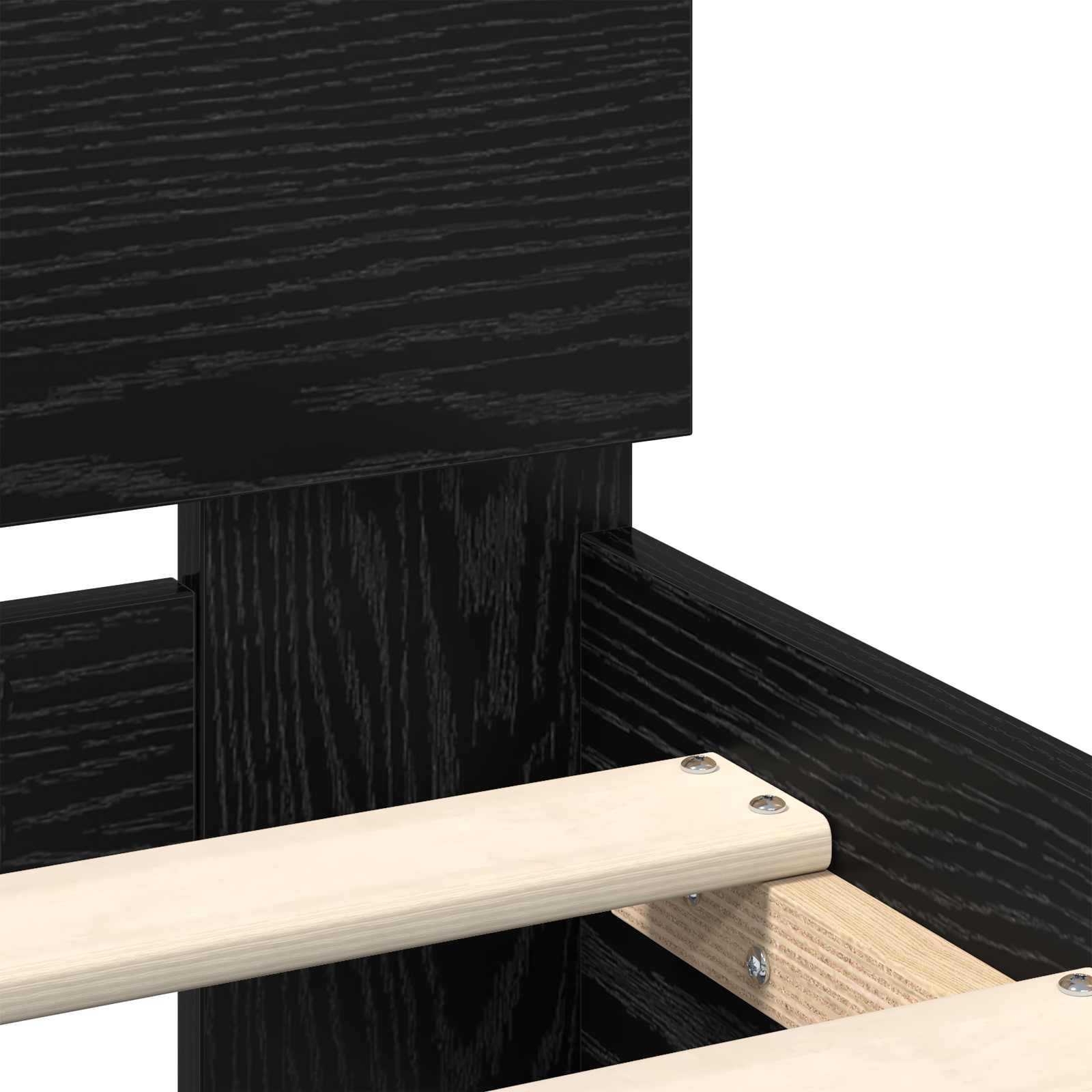 Bedframe met hoofdeinde Zwart Eiken 75 x 190 cm Bewerkt hout