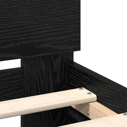 Bedframe met hoofdeinde Zwart Eiken 75 x 190 cm Bewerkt hout