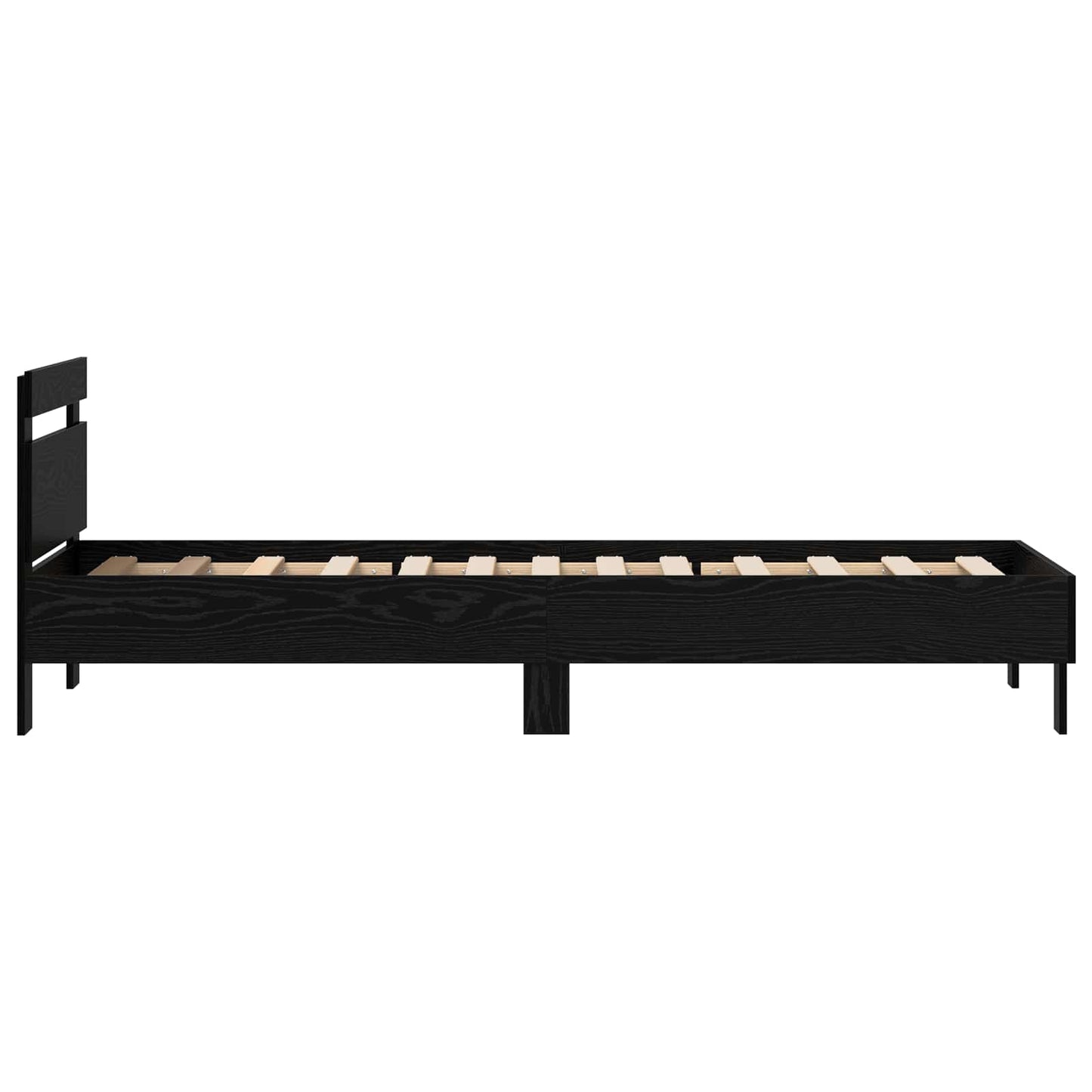 Bedframe met hoofdeinde Zwart Eiken 75 x 190 cm Bewerkt hout