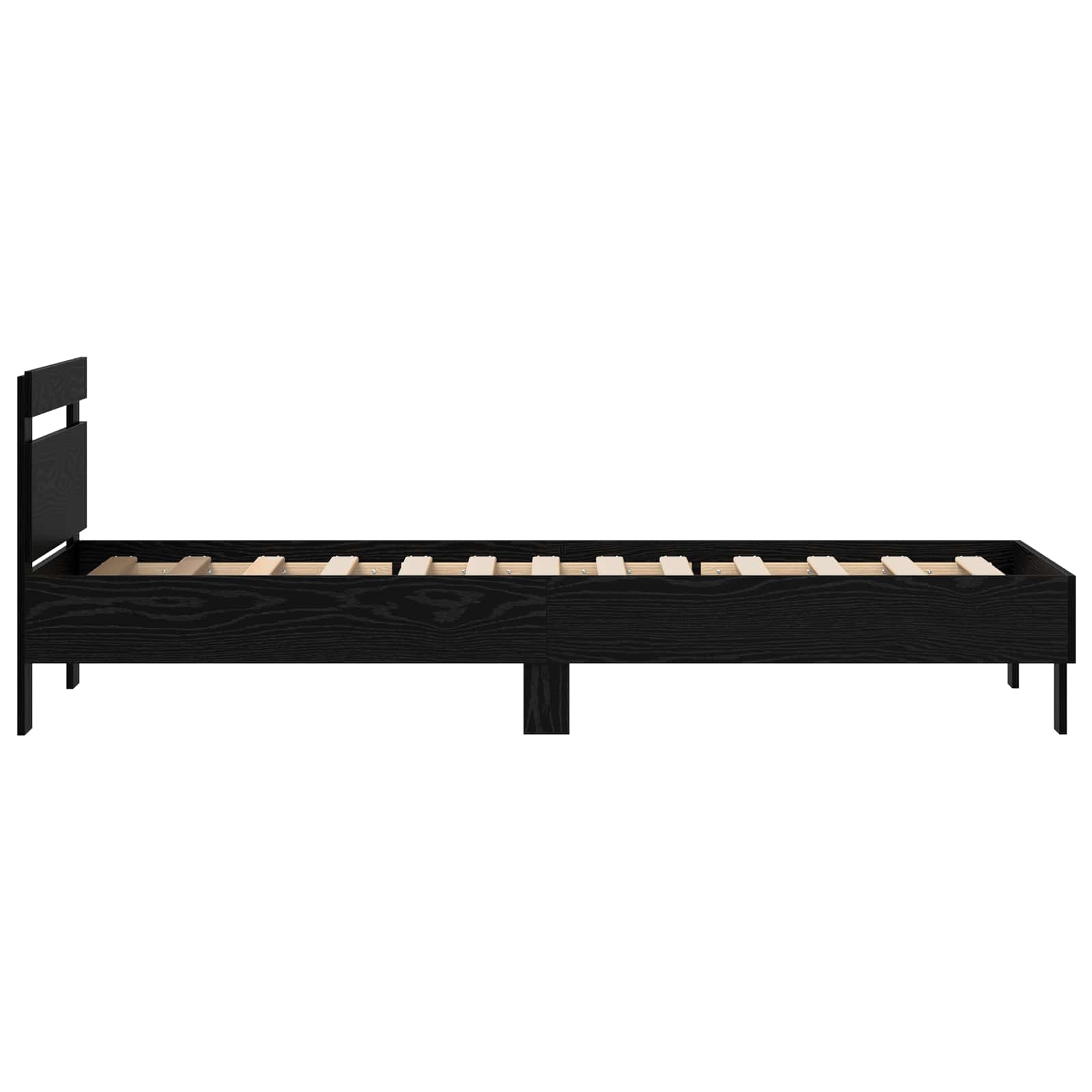 Bedframe met hoofdeinde Zwart Eiken 75 x 190 cm Bewerkt hout