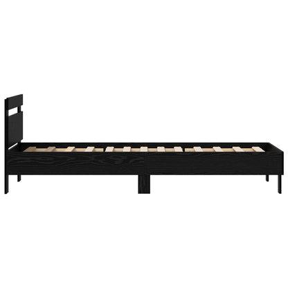 Bedframe met hoofdeinde Zwart Eiken 75 x 190 cm Bewerkt hout