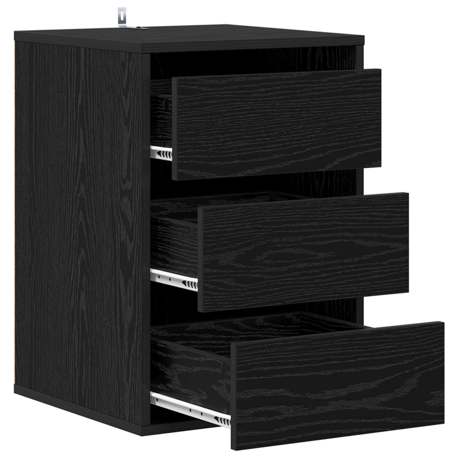 Ladenkast met lade Zwart Eiken 41 x 40 x 58 cm Bewerkt hout