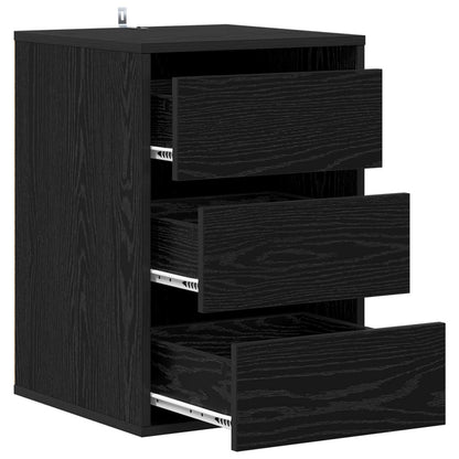 Ladenkast met lade Zwart Eiken 41 x 40 x 58 cm Bewerkt hout