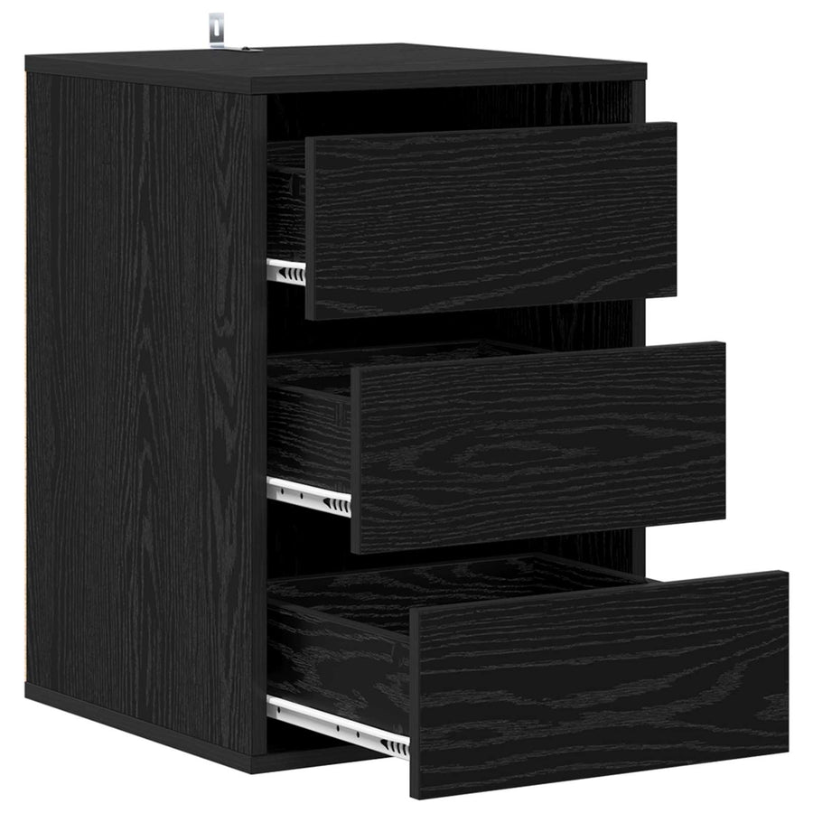 Ladenkast met lade Zwart Eiken 41 x 40 x 58 cm Bewerkt hout