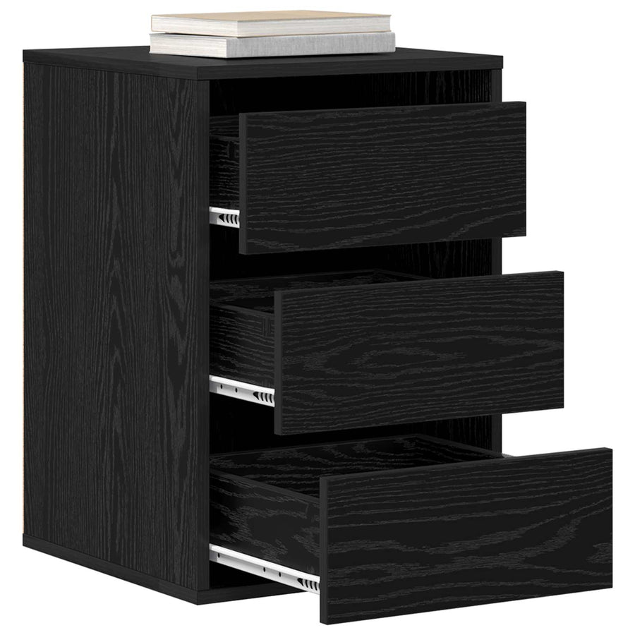 Ladenkast met lade Zwart Eiken 41 x 40 x 58 cm Bewerkt hout