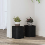 Plantenstandaard 2 stuks zwart eiken 15x15x20 cm