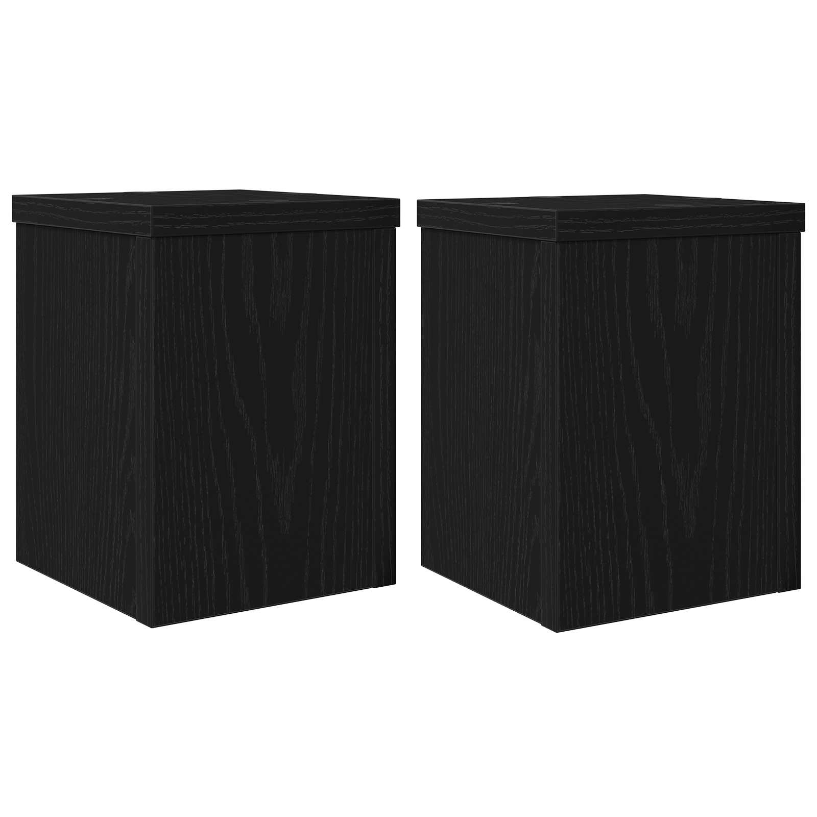 Plantenstandaard 2 pcs Zwart Eiken 15 x 15 x 20 cm Bewerkt hout