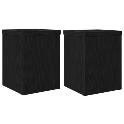Plantenstandaard 2 pcs Zwart Eiken 15 x 15 x 20 cm Bewerkt hout