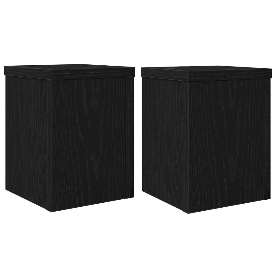 Plantenstandaard 2 pcs Zwart Eiken 15 x 15 x 20 cm Bewerkt hout