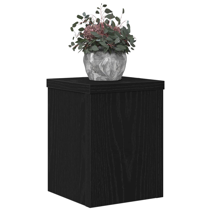 Plantenstandaard 2 pcs Zwart Eiken 15 x 15 x 20 cm Bewerkt hout