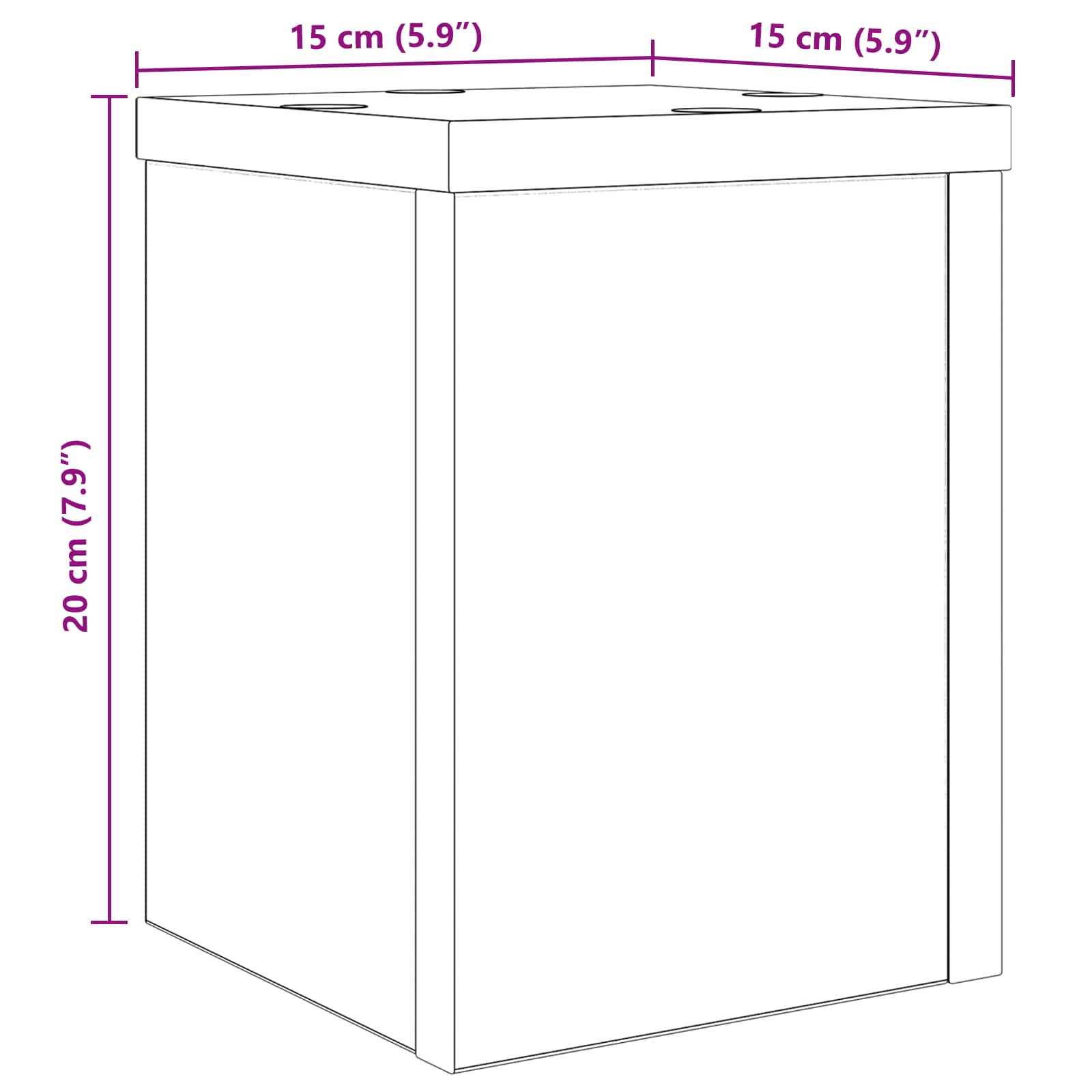 Plantenstandaard 2 pcs Zwart Eiken 15 x 15 x 20 cm Bewerkt hout