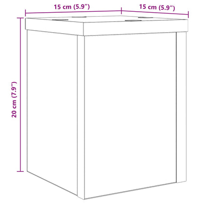 Plantenstandaard 2 pcs Zwart Eiken 15 x 15 x 20 cm Bewerkt hout