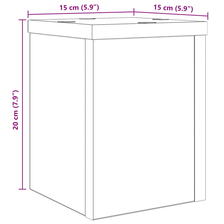 Plantenstandaard 2 pcs Zwart Eiken 15 x 15 x 20 cm Bewerkt hout