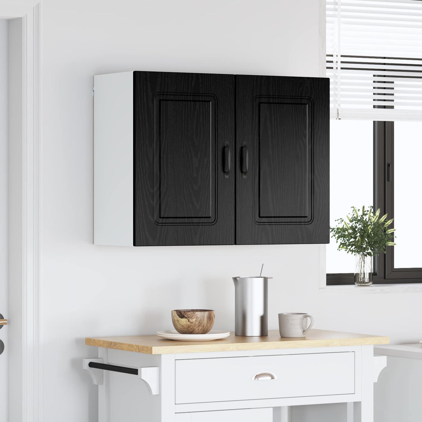 Keukenkast Kalmar Zwart Eiken 80 x 31 x 60 cm Bewerkt hout