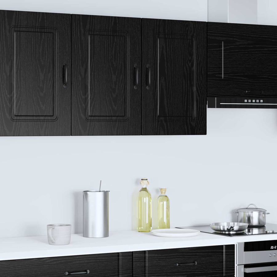 Keukenkast Kalmar Zwart Eiken 80 x 31 x 60 cm Bewerkt hout
