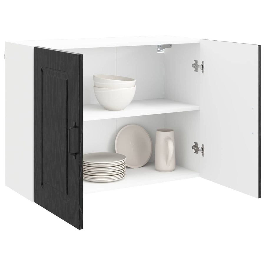 Keukenkast Kalmar Zwart Eiken 80 x 31 x 60 cm Bewerkt hout