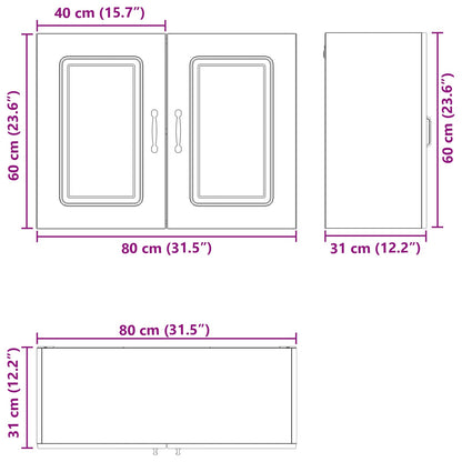 Keukenkast Kalmar Zwart Eiken 80 x 31 x 60 cm Bewerkt hout