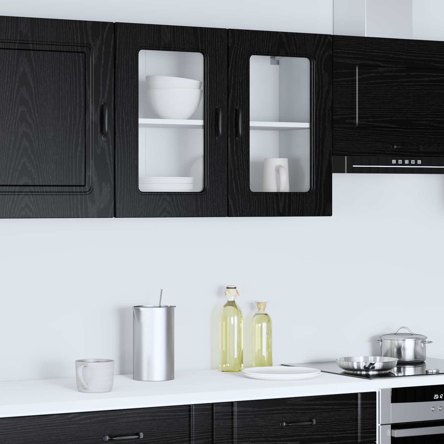 Keukenkast Kalmar Zwart Eiken 80 x 31 x 60 cm Bewerkt hout