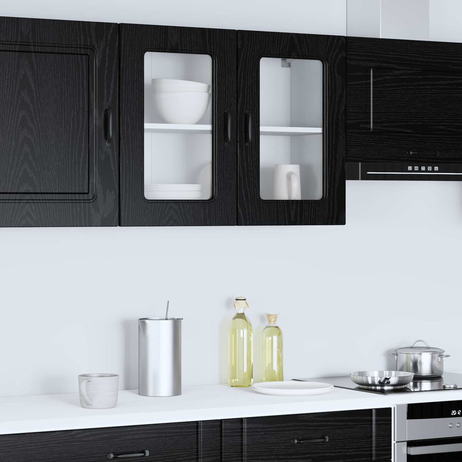 Keukenkast Kalmar Zwart Eiken 80 x 31 x 60 cm Bewerkt hout
