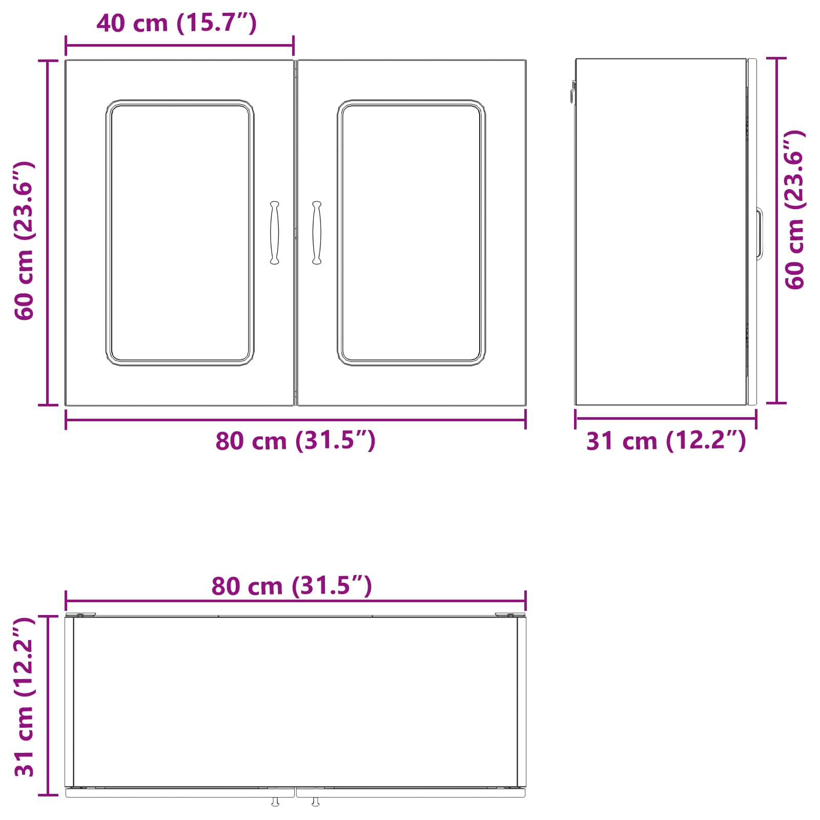 Keukenkast Kalmar Zwart Eiken 80 x 31 x 60 cm Bewerkt hout