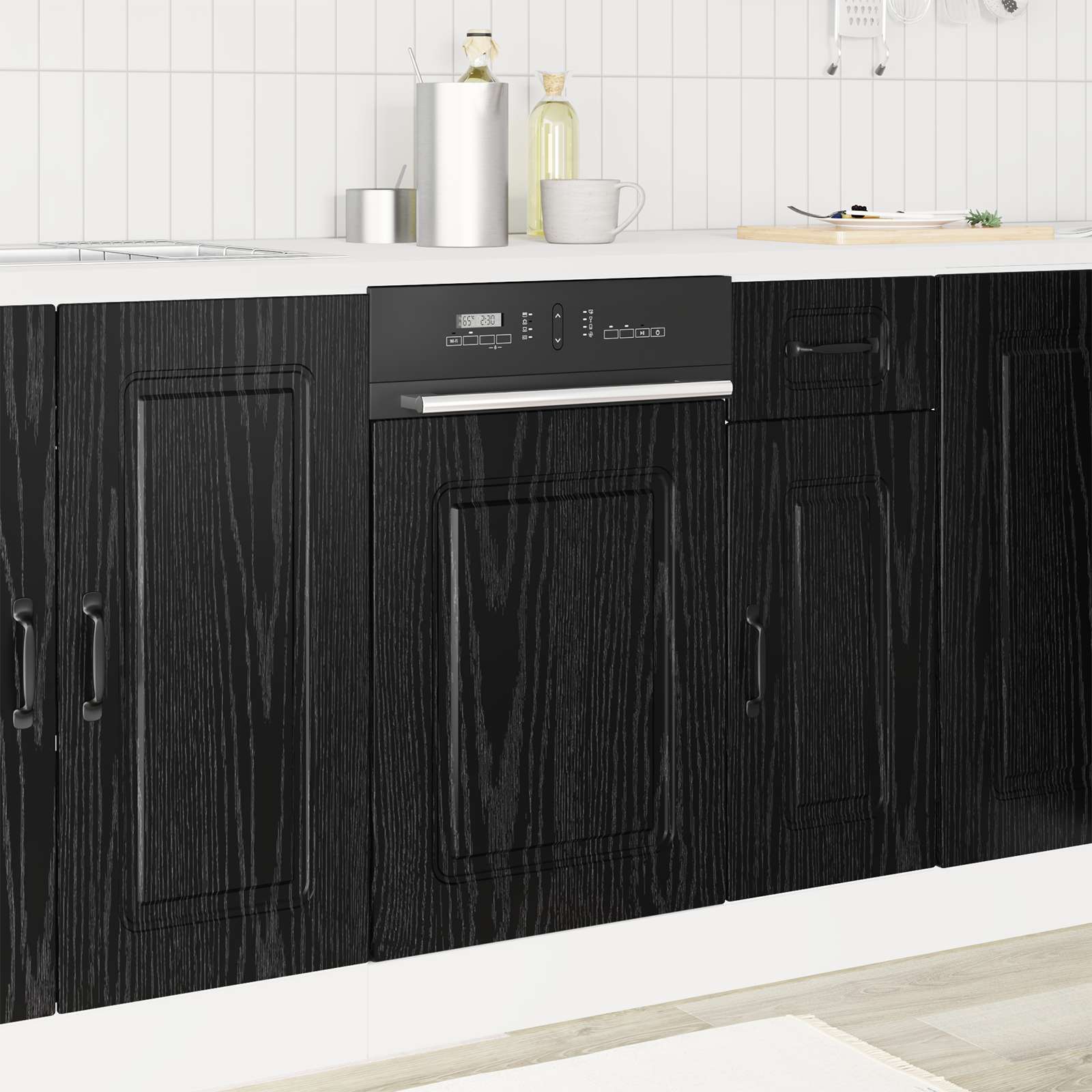Keukenkast Kalmar Zwart Eiken 45 x 1,5 x 67 cm Bewerkt hout