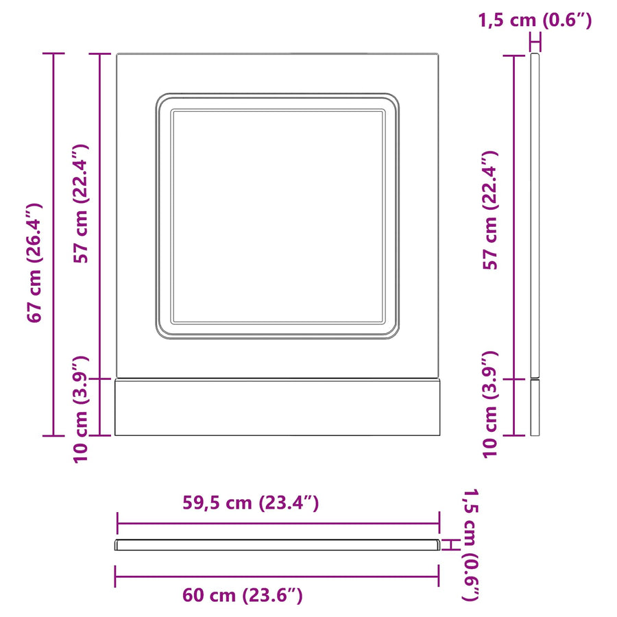 Keukenkast Kalmar Zwart Eiken 60 x 1,5 x 67 cm Bewerkt hout