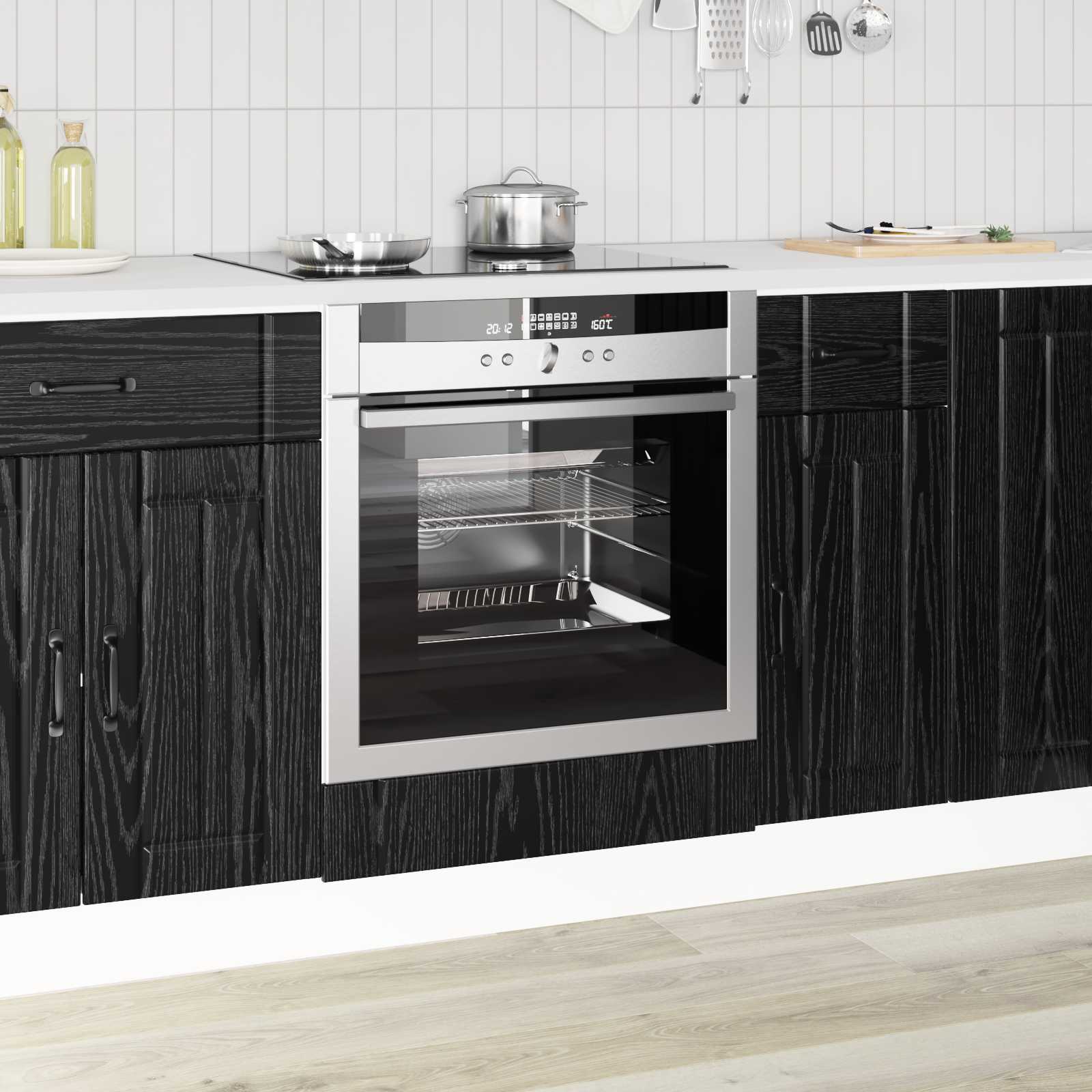 Keukenkast Zwart Eiken 60 x 46 x 81,5 cm Bewerkt hout
